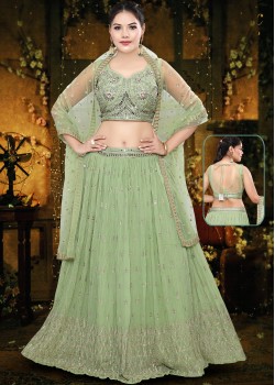 Pista Georgette Designer Lehenga